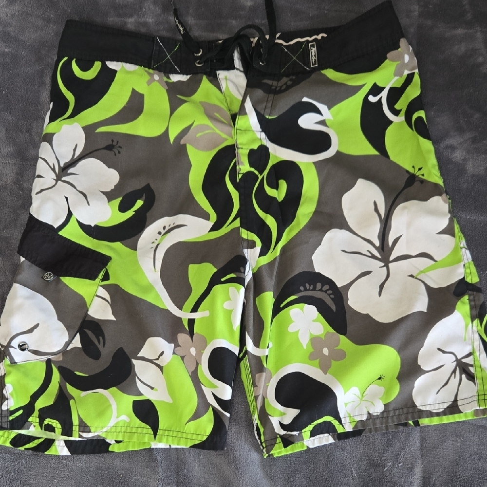 Maui Board Shorts with Green and Black Accents